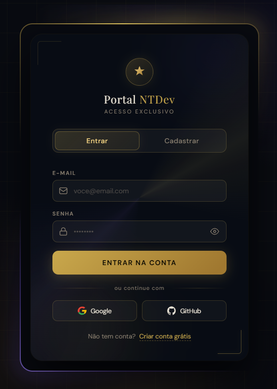 Painel de Login e Cadastro